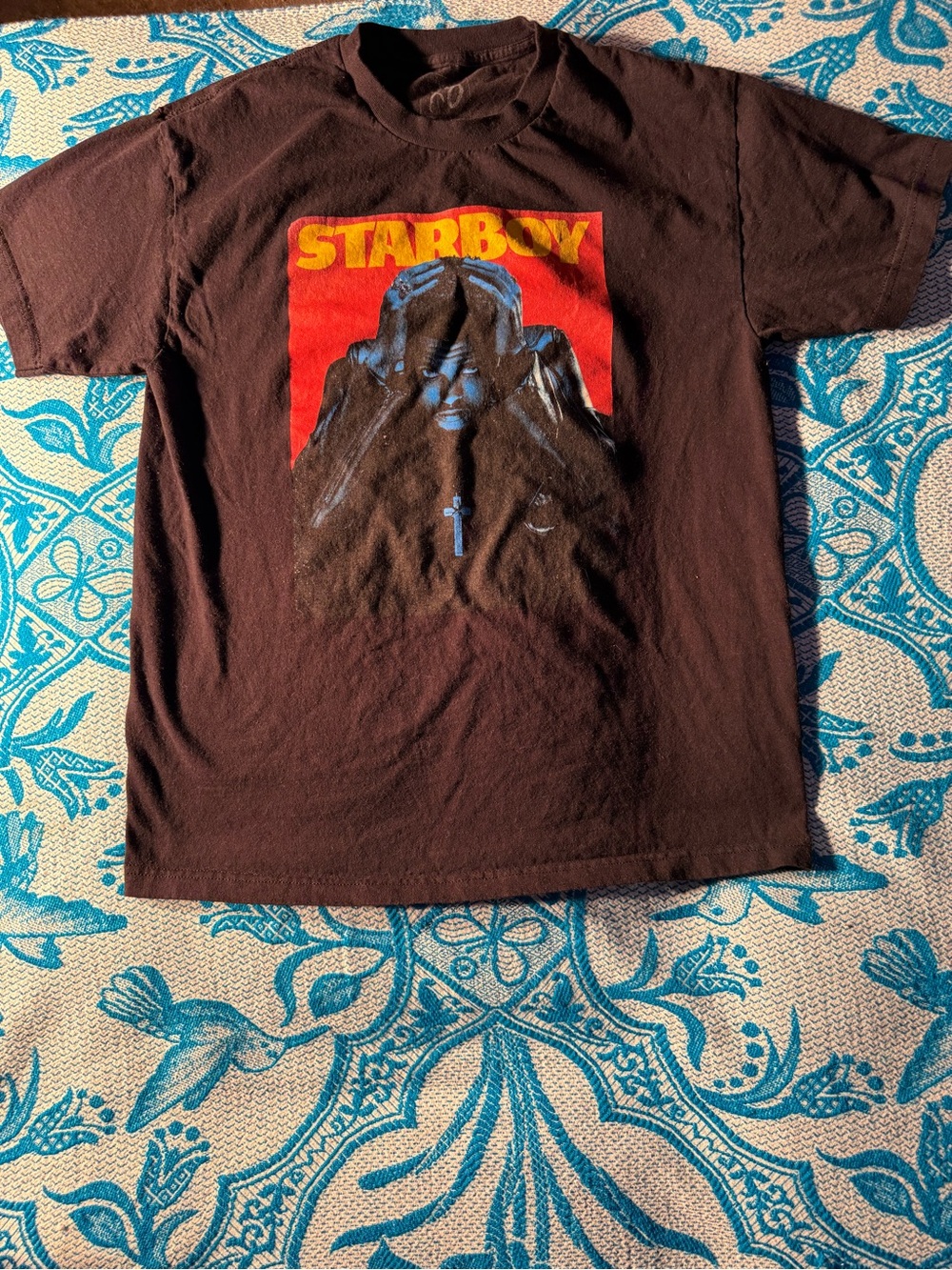 Starboy Graphic T-Shirt in Dark Brown with Red Graphic
